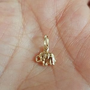 14K Yellow Gold Elephant Charm Pendant Necklace